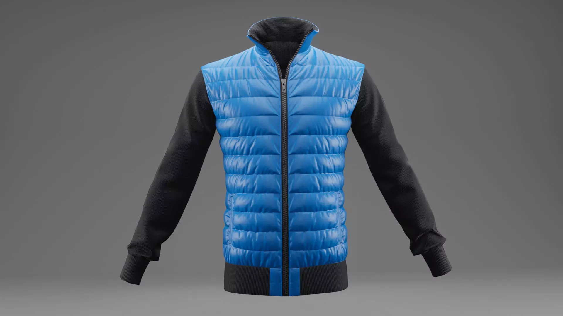 Winter jacket blue Low-poly 3D model_0