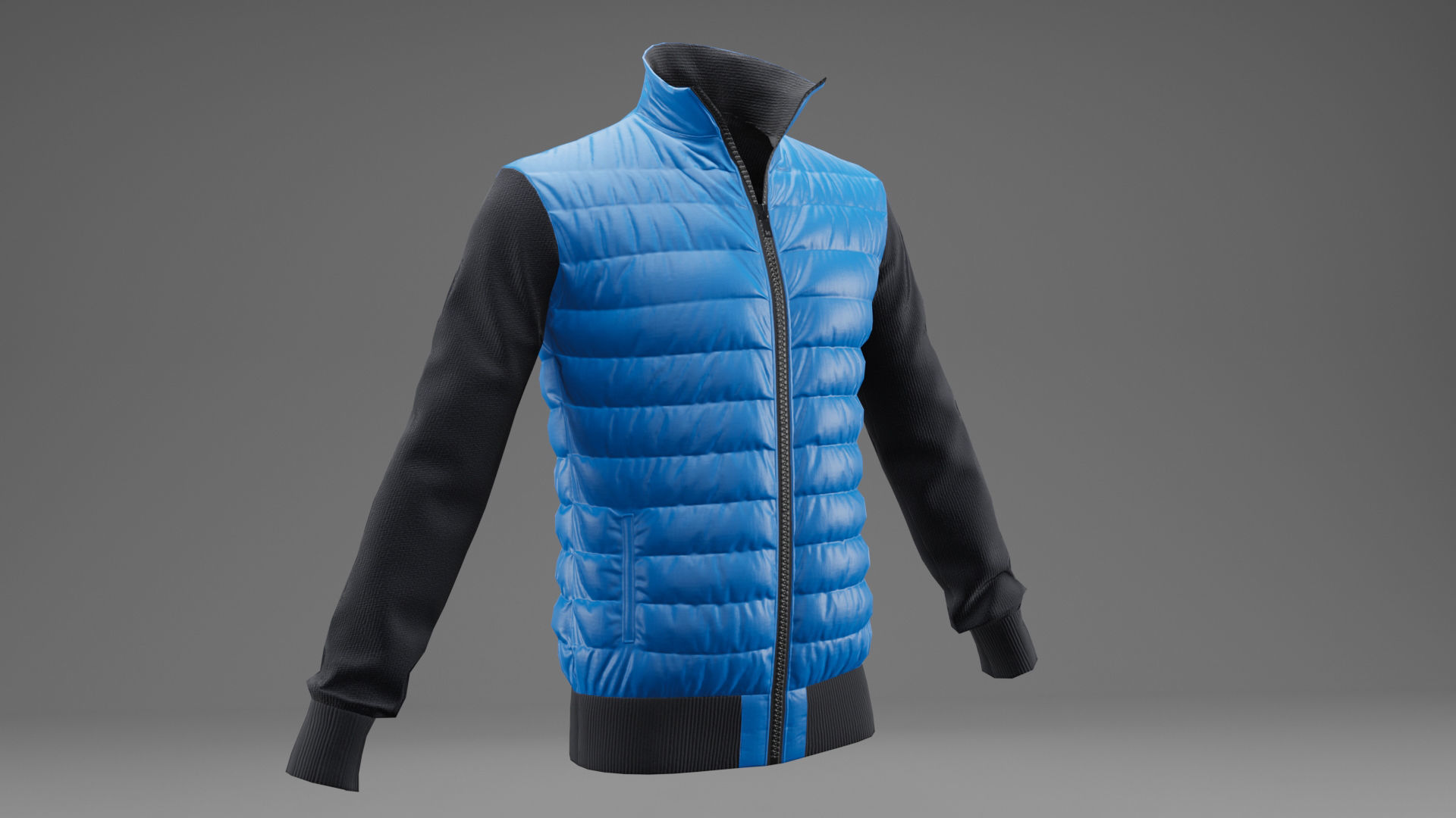 Winter jacket blue Low-poly 3D model_11