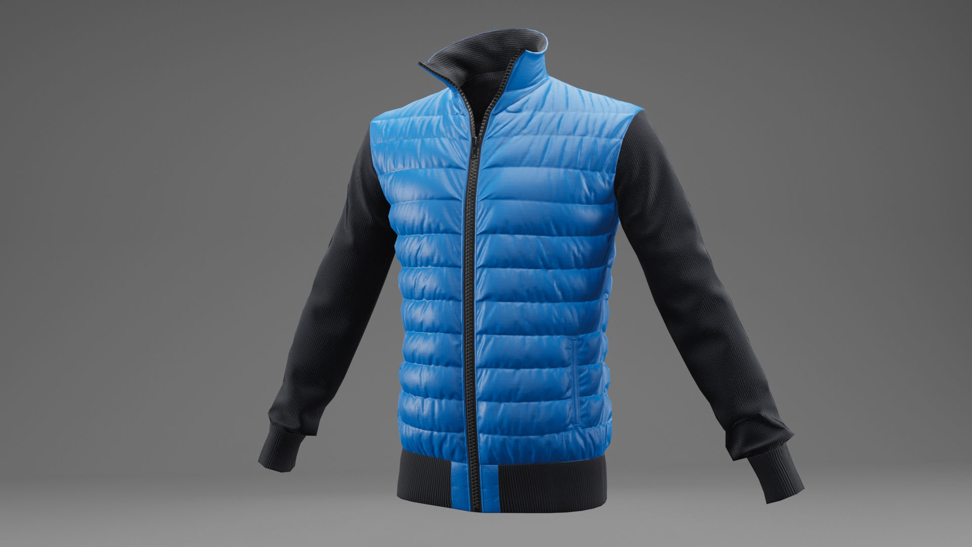 Winter jacket blue Low-poly 3D model_1