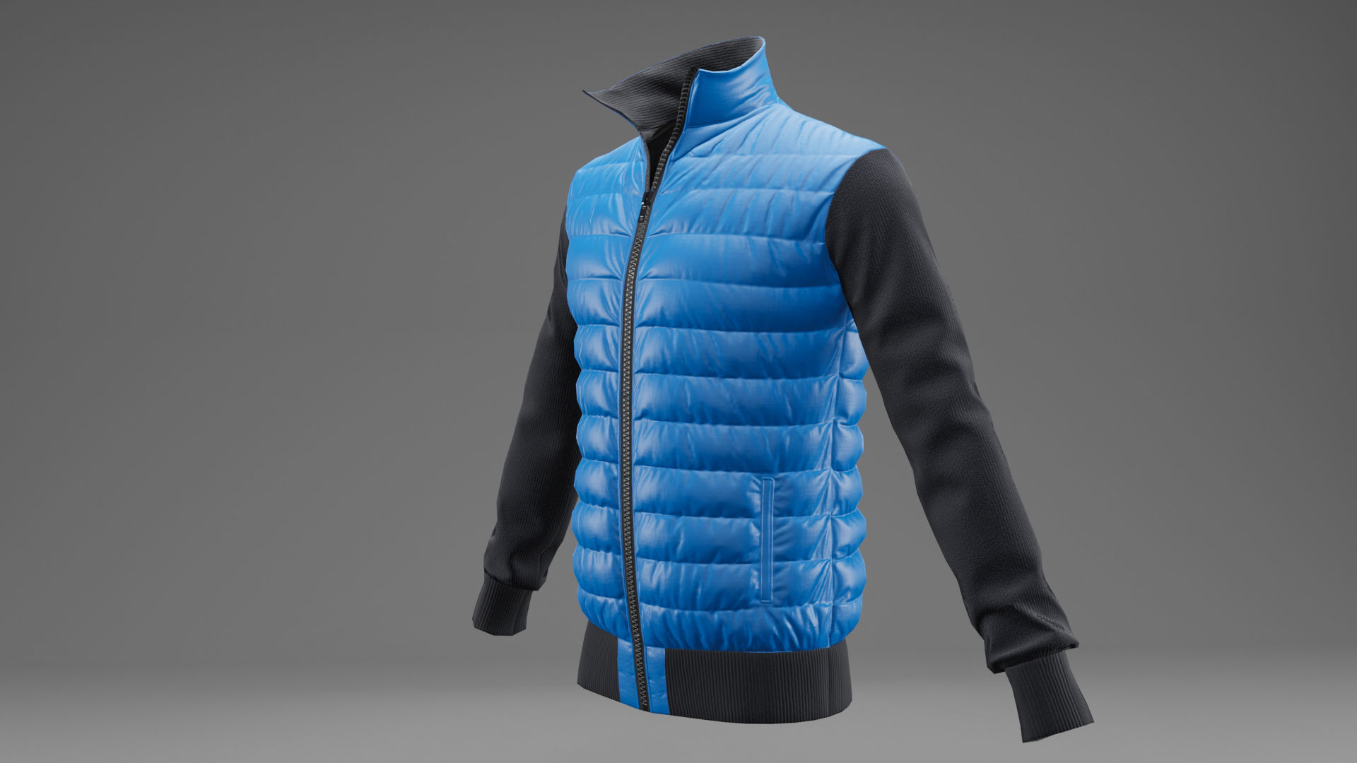 Winter jacket blue Low-poly 3D model_2