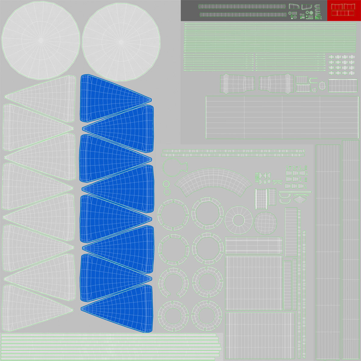 Beach Umbrella Low-poly 3D model_20