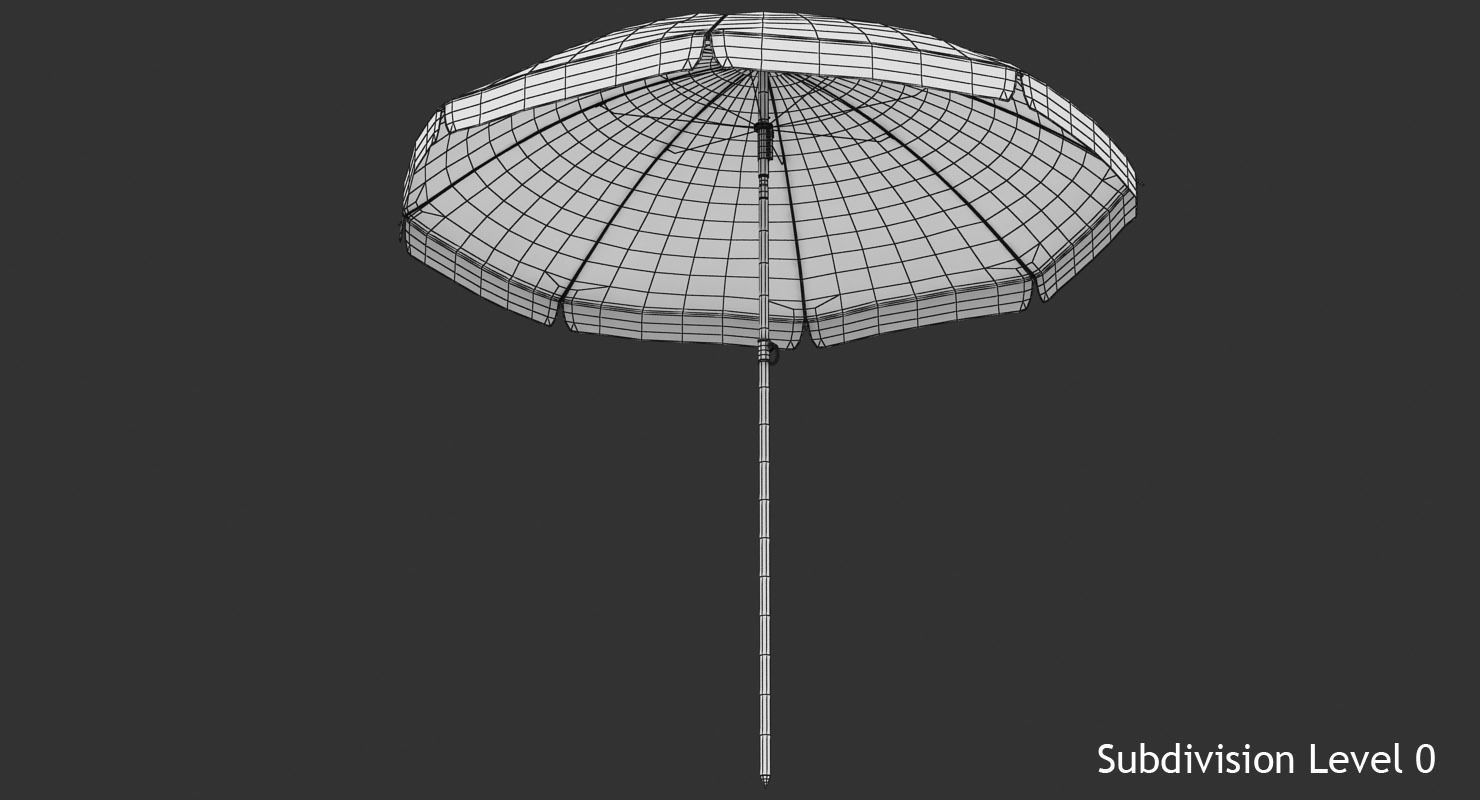 Beach Umbrella Low-poly 3D model_14