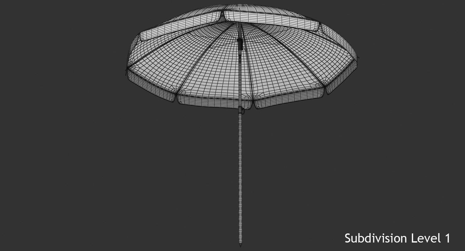 Beach Umbrella Low-poly 3D model_15