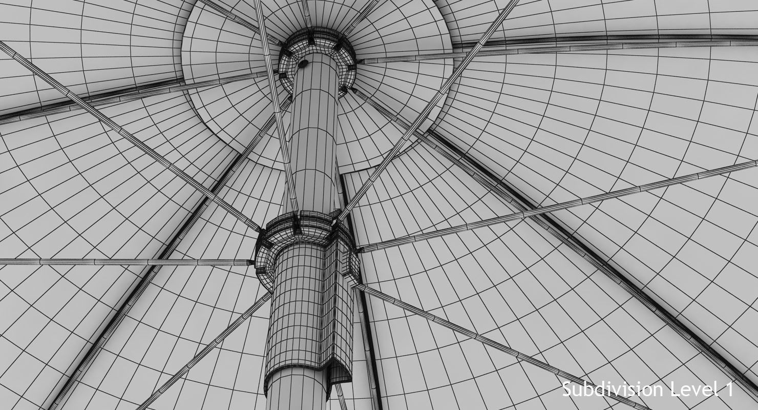 Beach Umbrella Low-poly 3D model_19