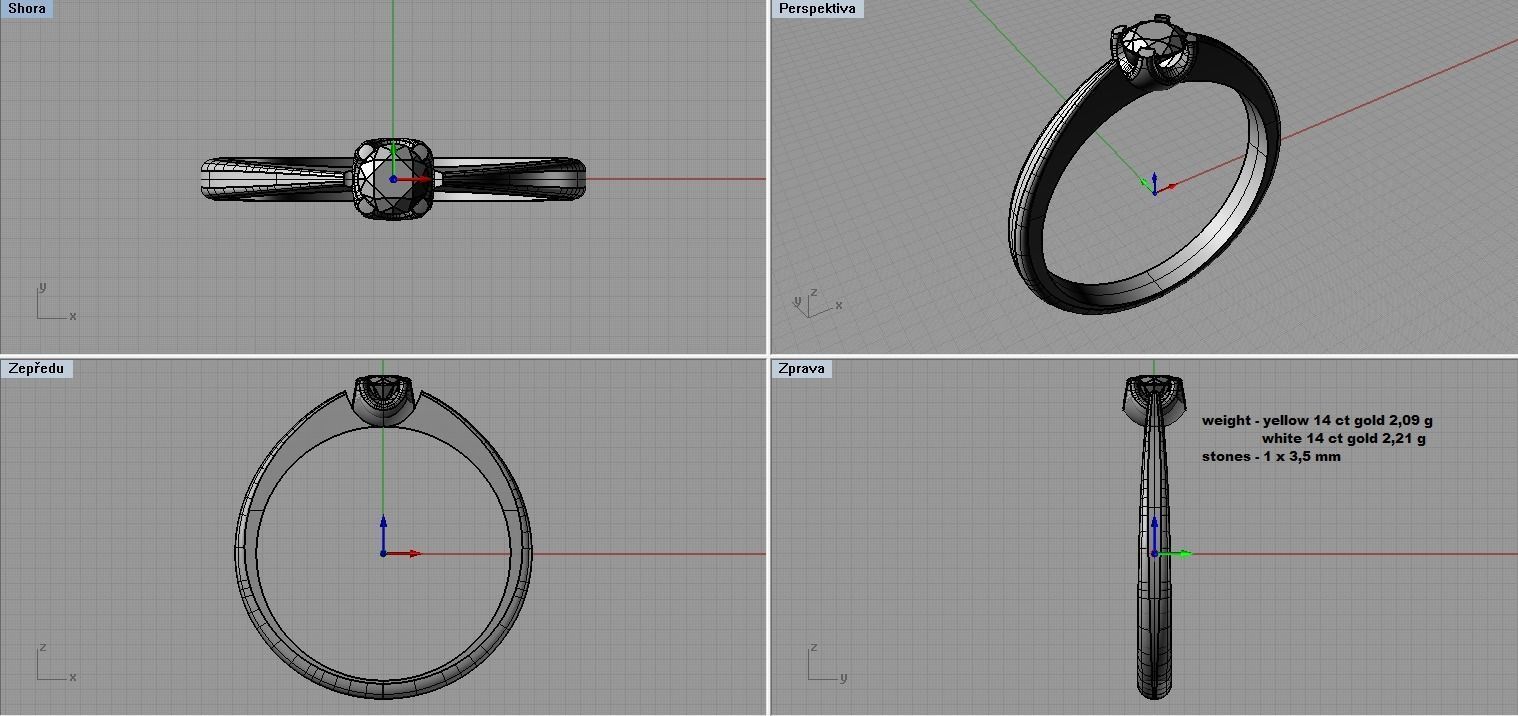 ZP008 solitaire diamond ring gold 3D print model_4