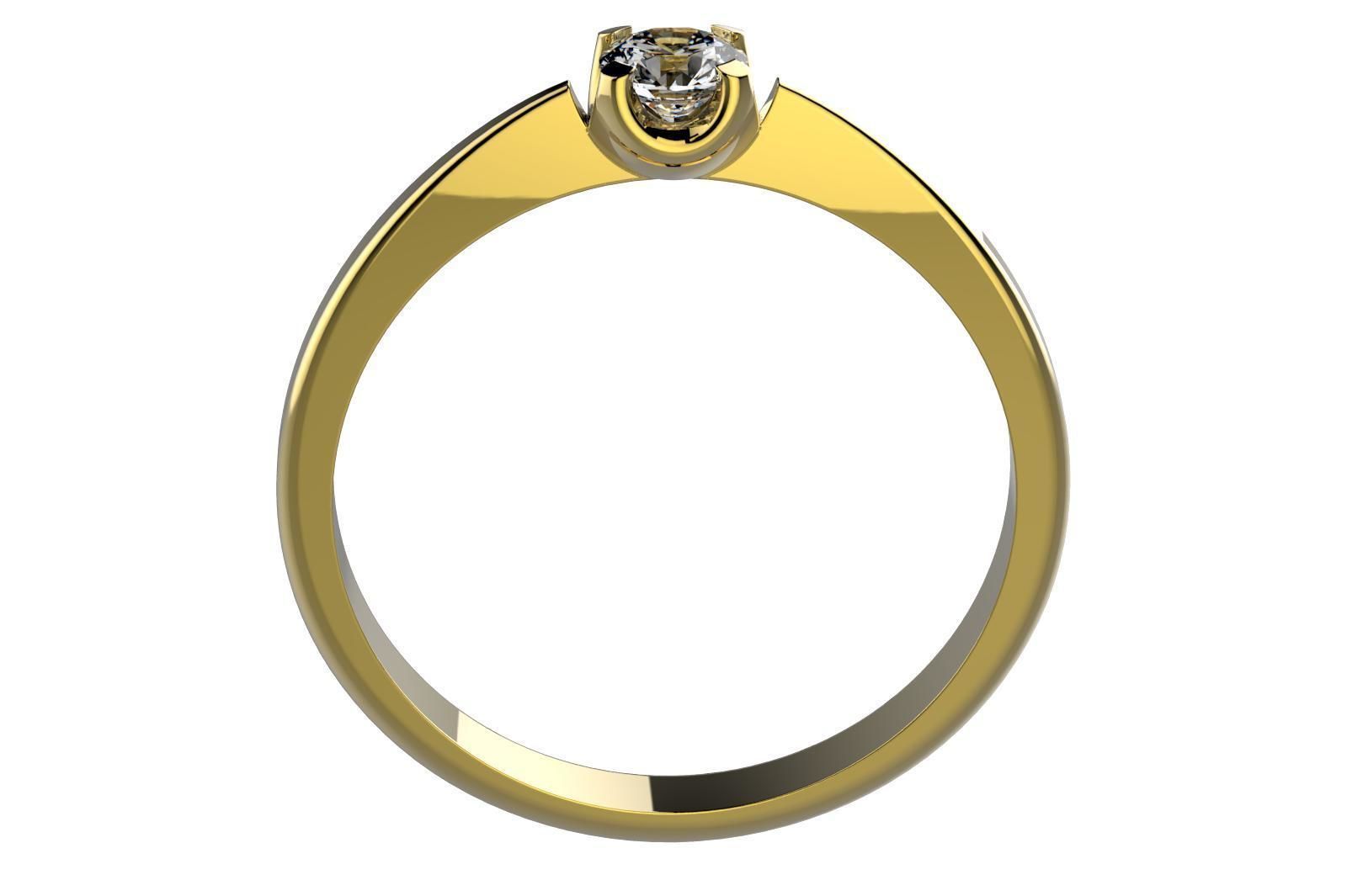 ZP008 solitaire diamond ring gold 3D print model_3