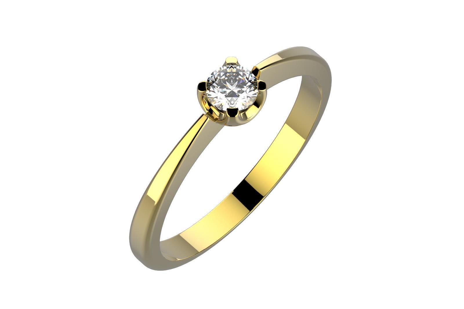 ZP008 solitaire diamond ring gold 3D print model_1