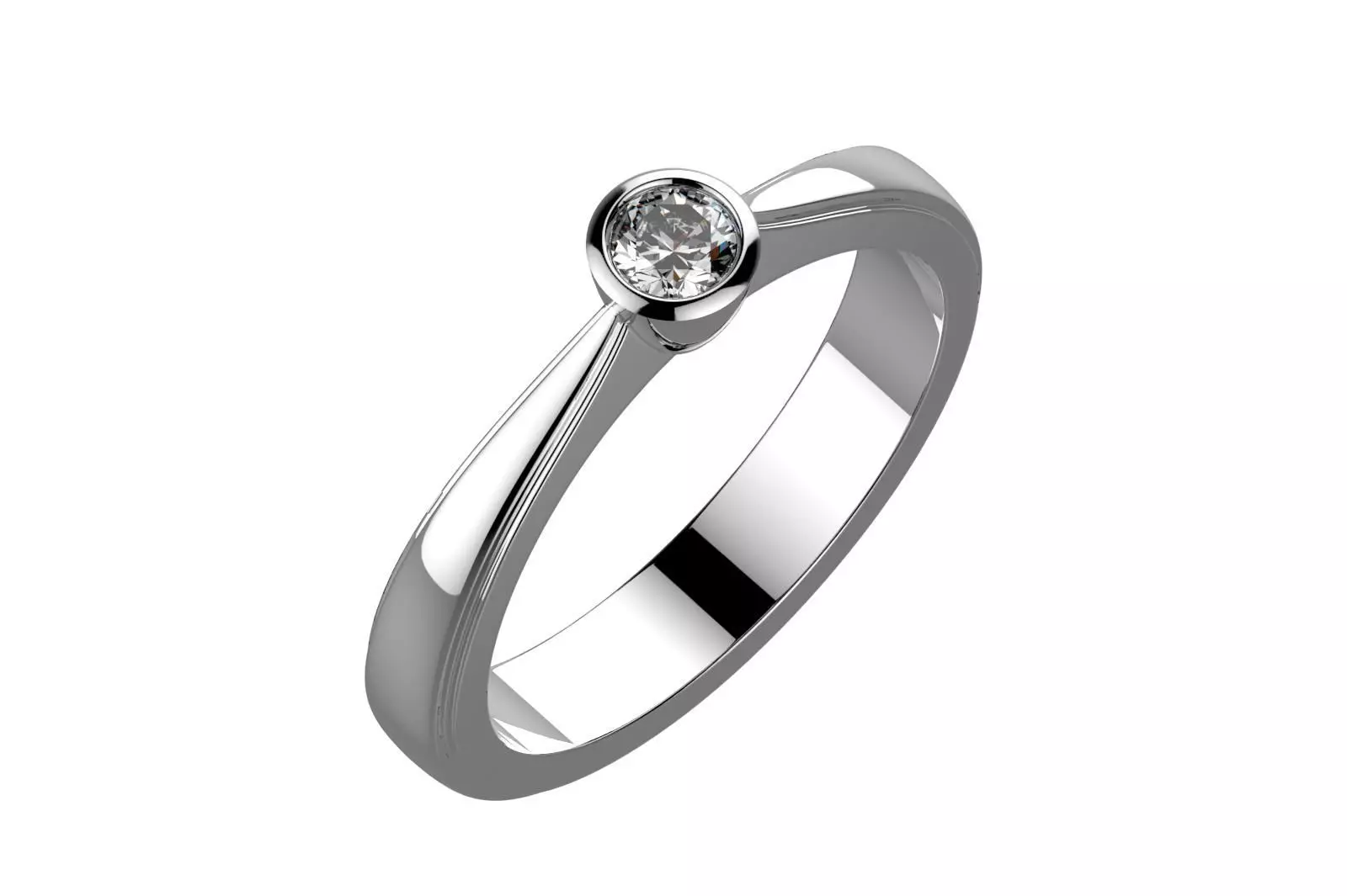 ZP014 engagement ring with diamond 3D print model