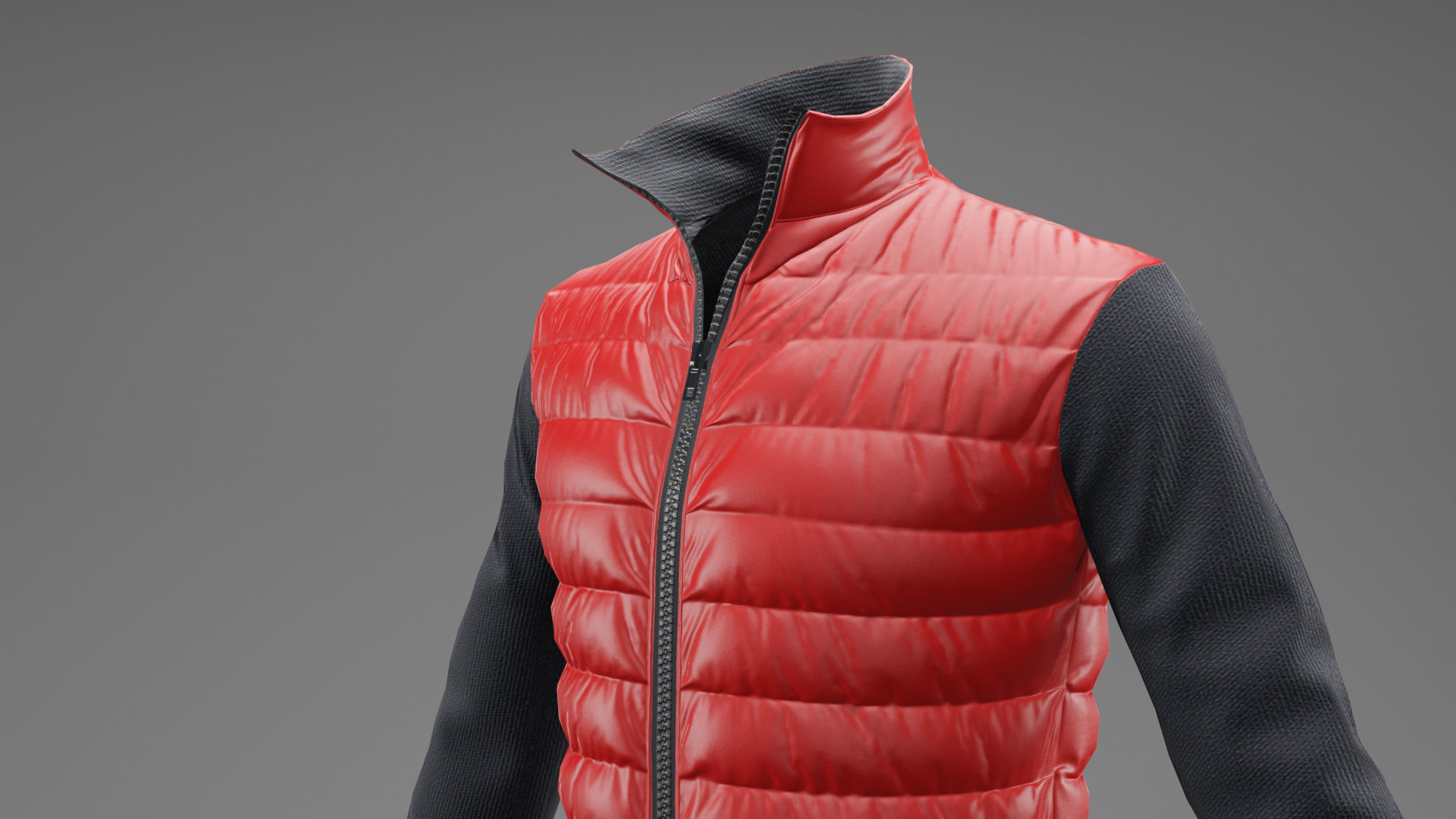 Winter jacket Red Low-poly 3D model_18