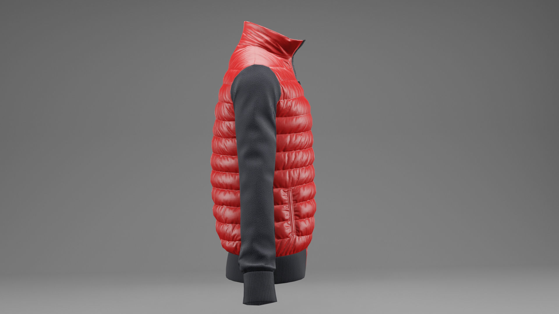 Winter jacket Red Low-poly 3D model_9