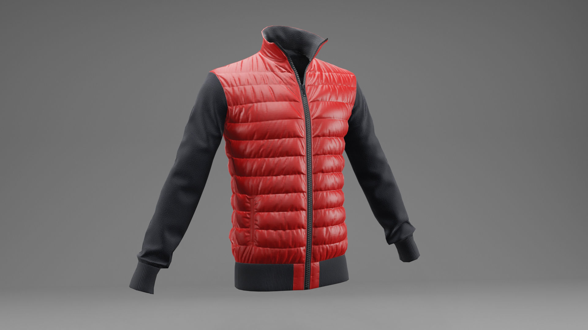 Winter jacket Red Low-poly 3D model_11