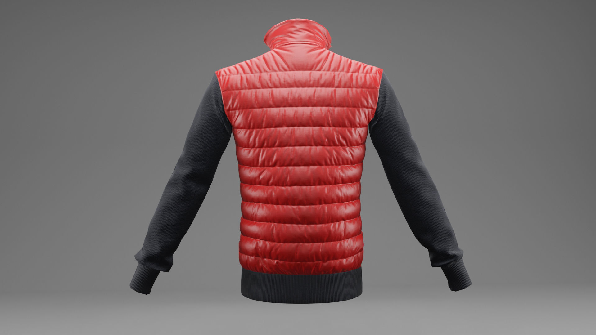 Winter jacket Red Low-poly 3D model_6