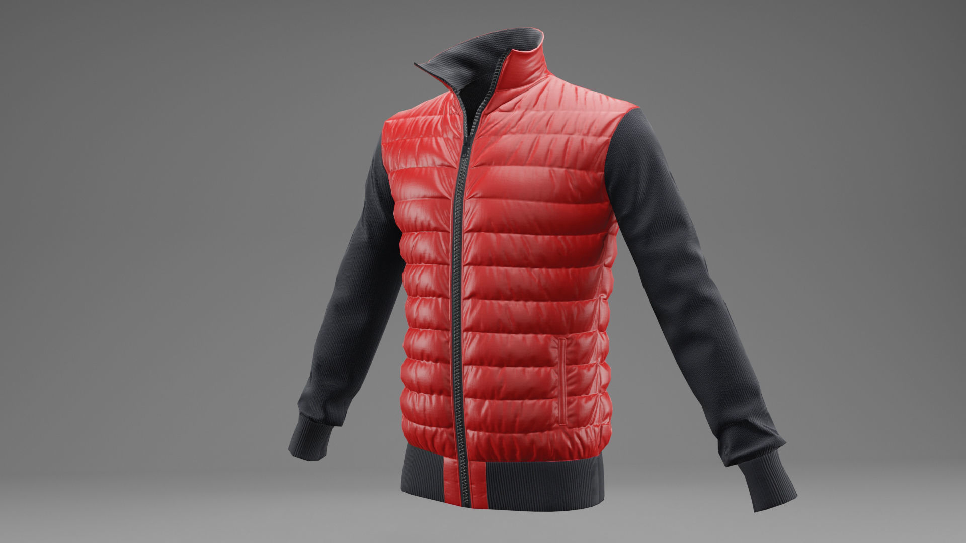 Winter jacket Red Low-poly 3D model_1