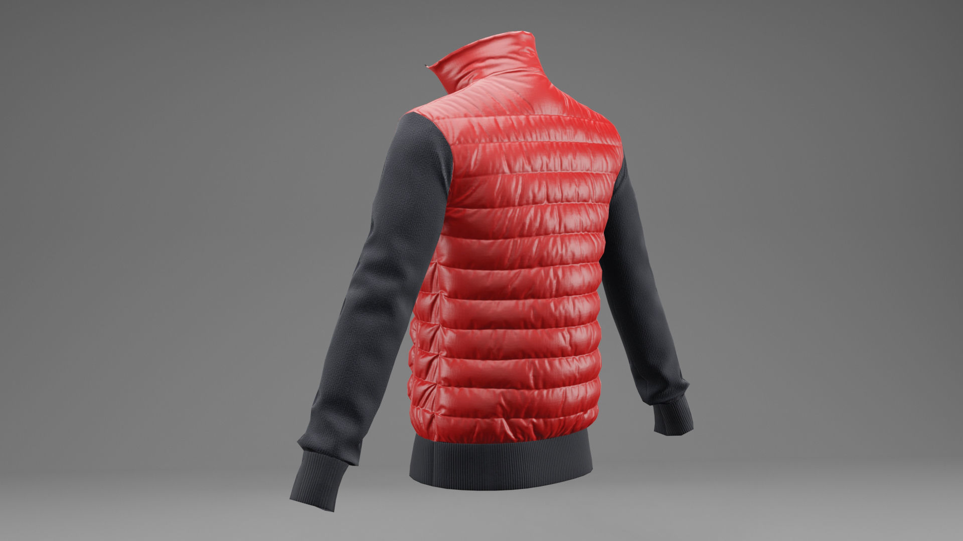 Winter jacket Red Low-poly 3D model_4