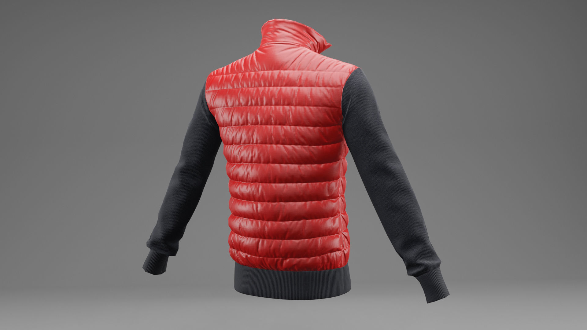 Winter jacket Red Low-poly 3D model_7