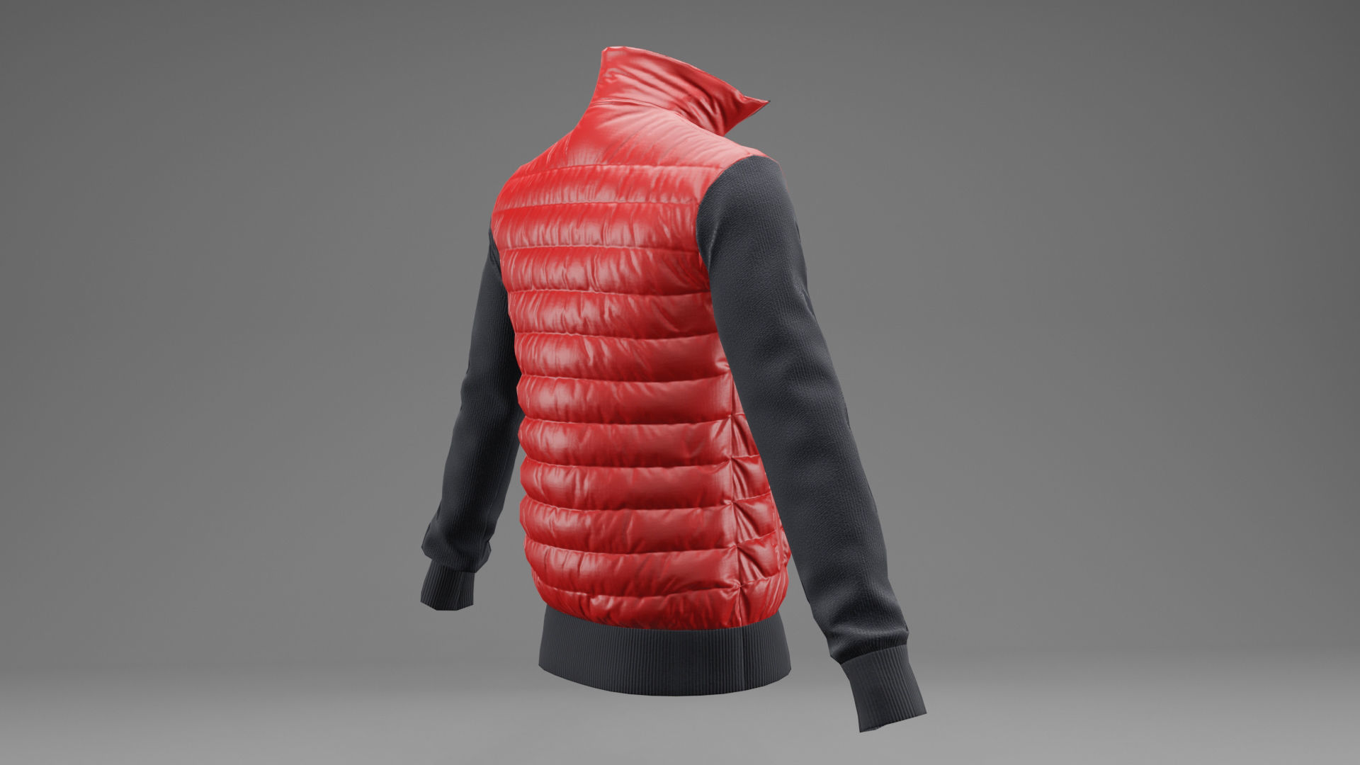Winter jacket Red Low-poly 3D model_8