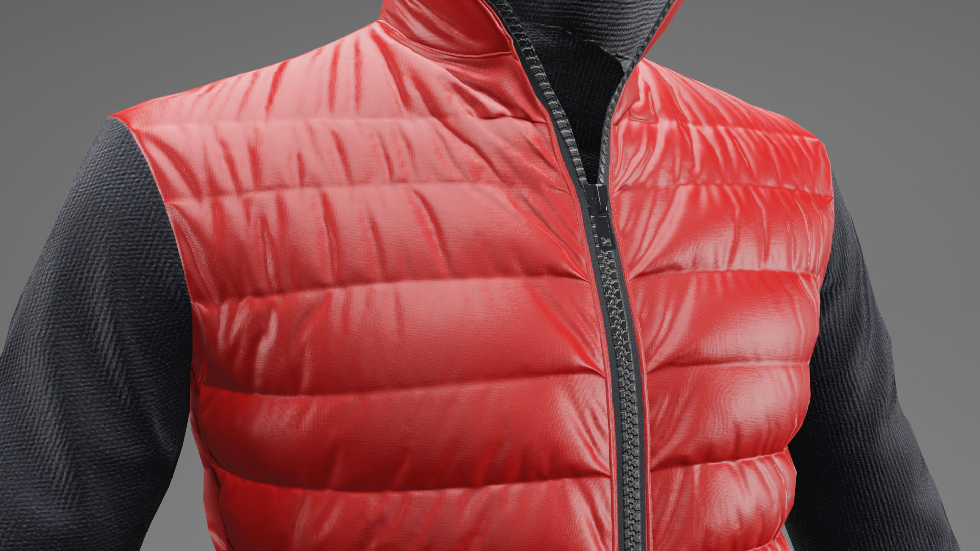 Winter jacket Red Low-poly 3D model_26