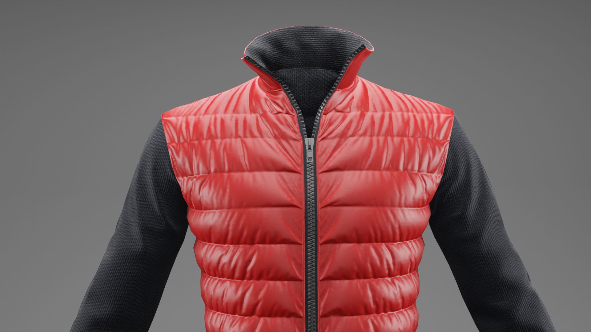 Winter jacket Red Low-poly 3D model_17