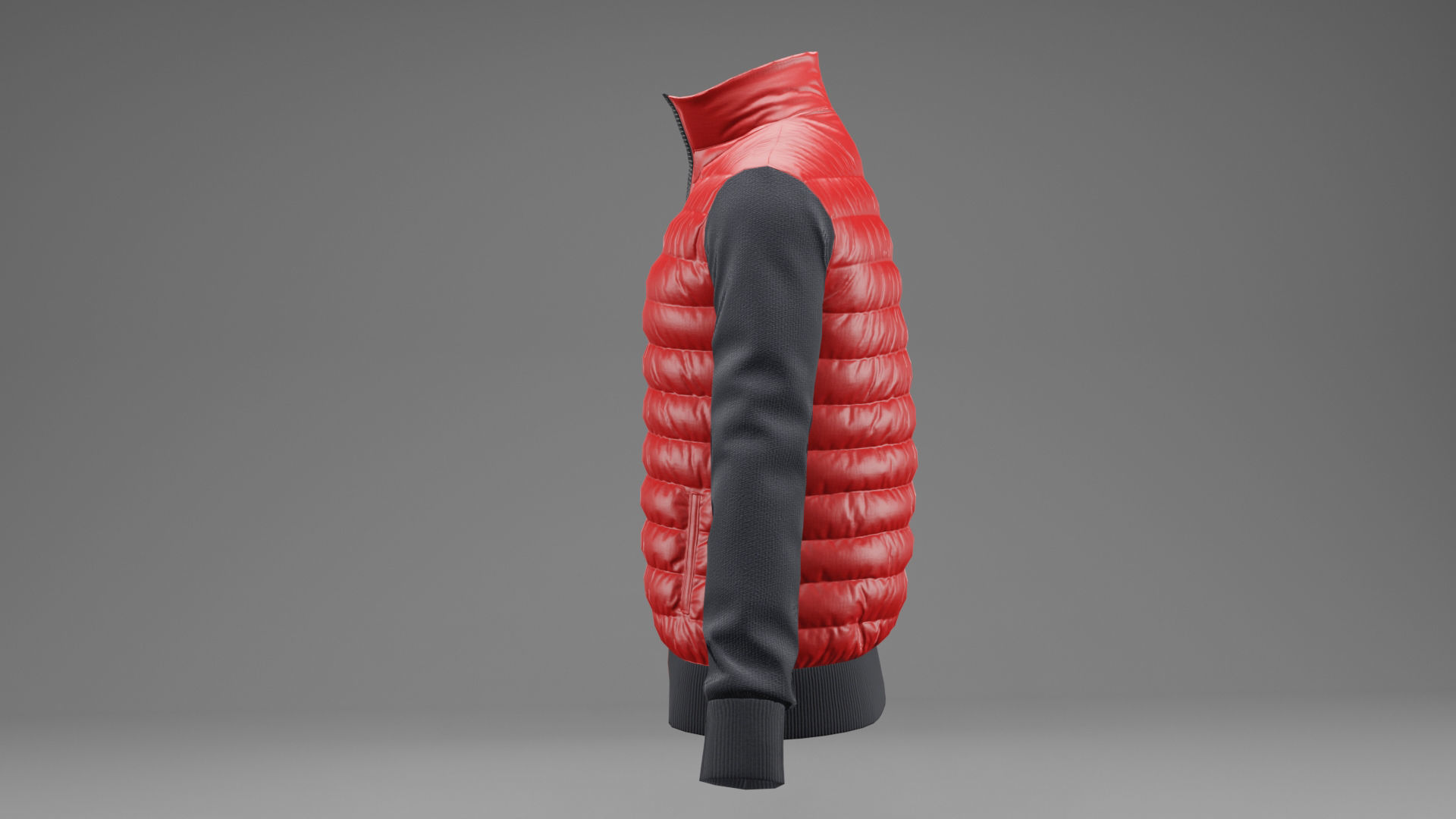 Winter jacket Red Low-poly 3D model_3