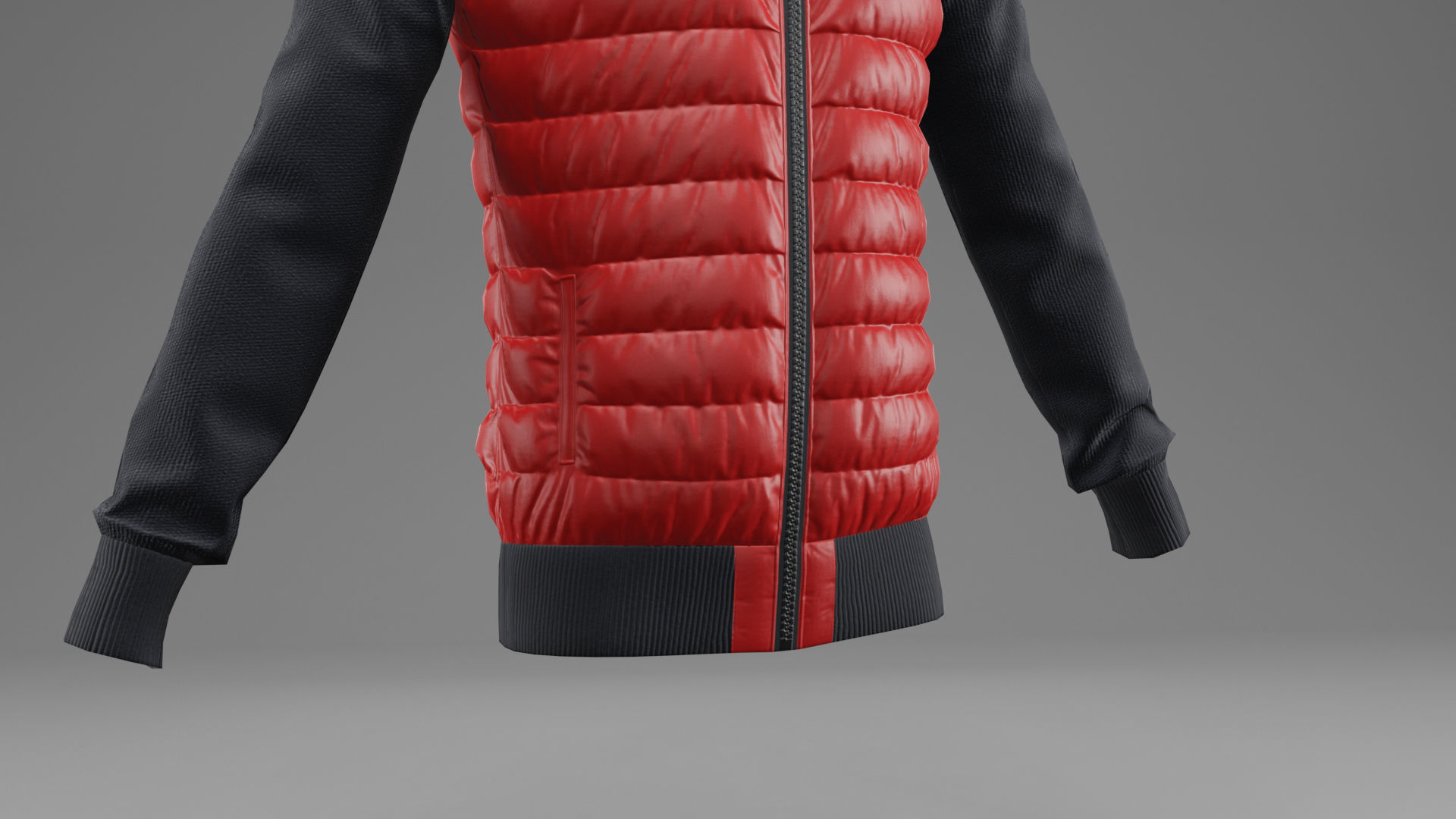 Winter jacket Red Low-poly 3D model_16