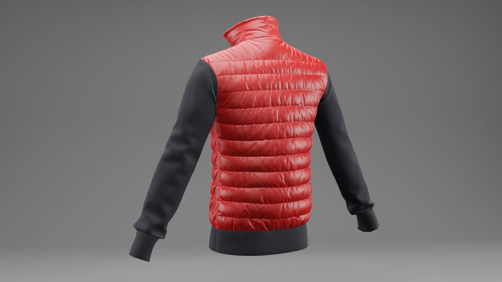 Winter jacket Red Low-poly 3D model_5