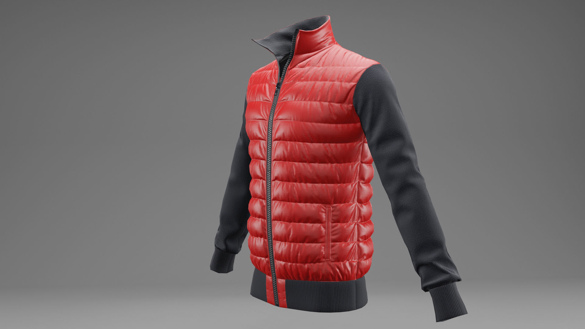 Winter jacket Red Low-poly 3D model_2