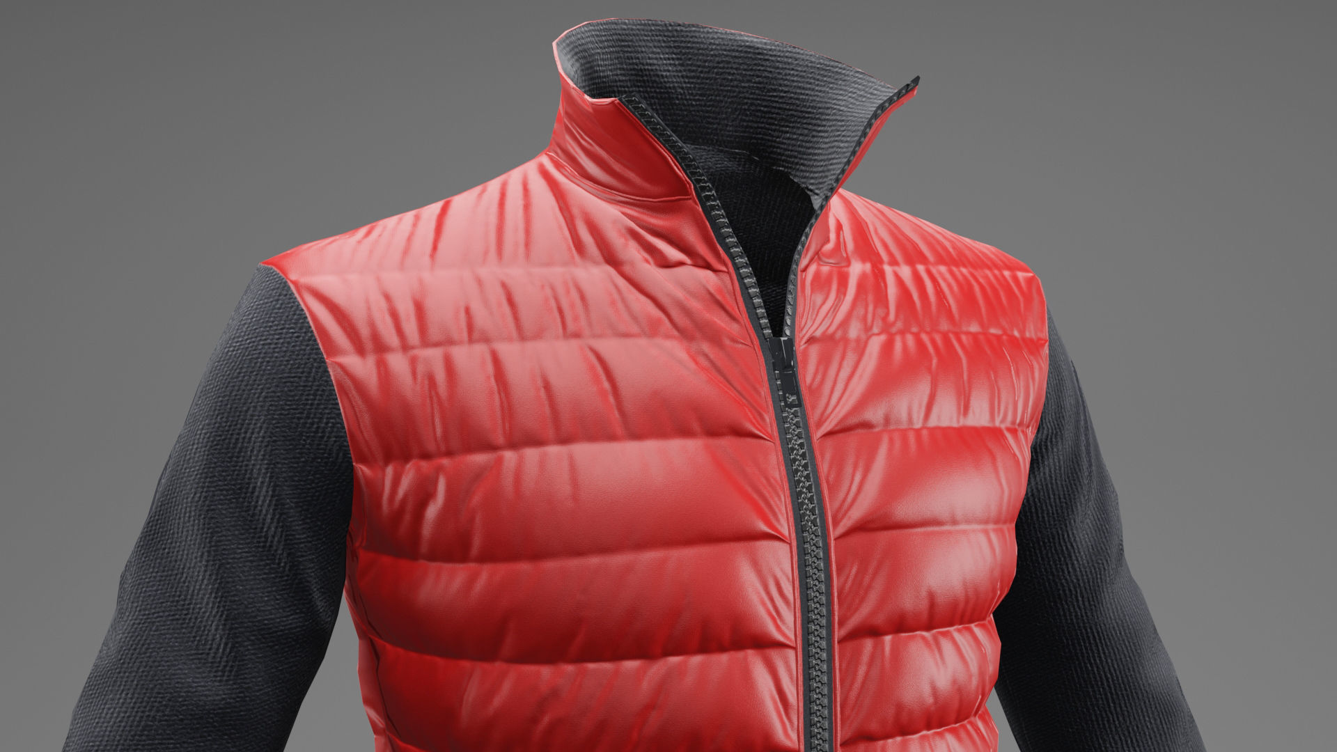 Winter jacket Red Low-poly 3D model_27