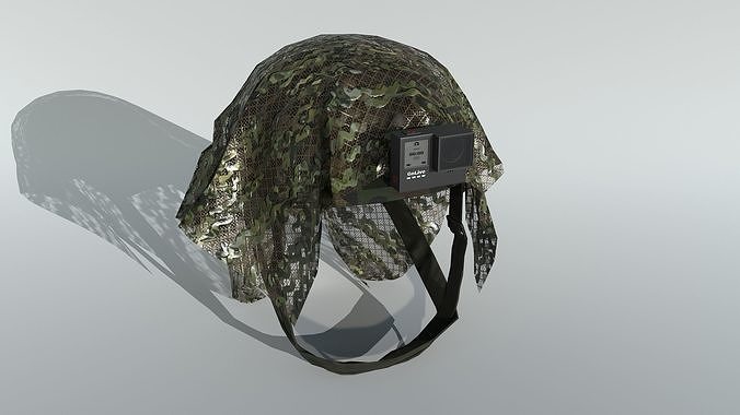 Tactical Helmet  with Net Low-poly 3D model