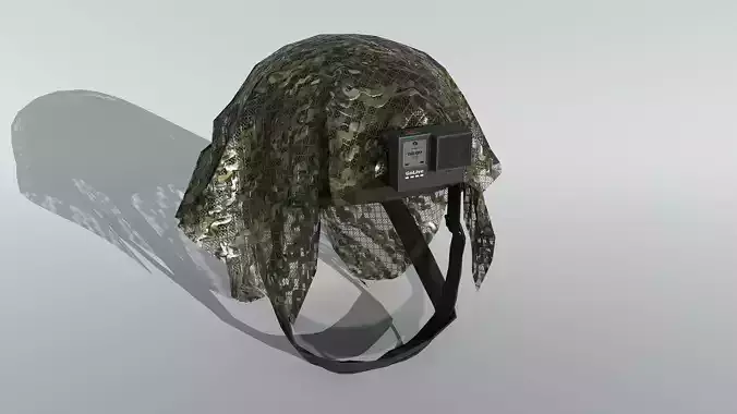 Tactical Helmet  with Net Low-poly 3D model