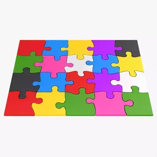 Colorful Puzzle Pieces Low-poly 3D model