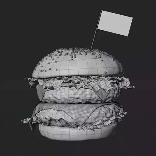 Cheeseburger burger with skull and crossbones Low-poly 3D model