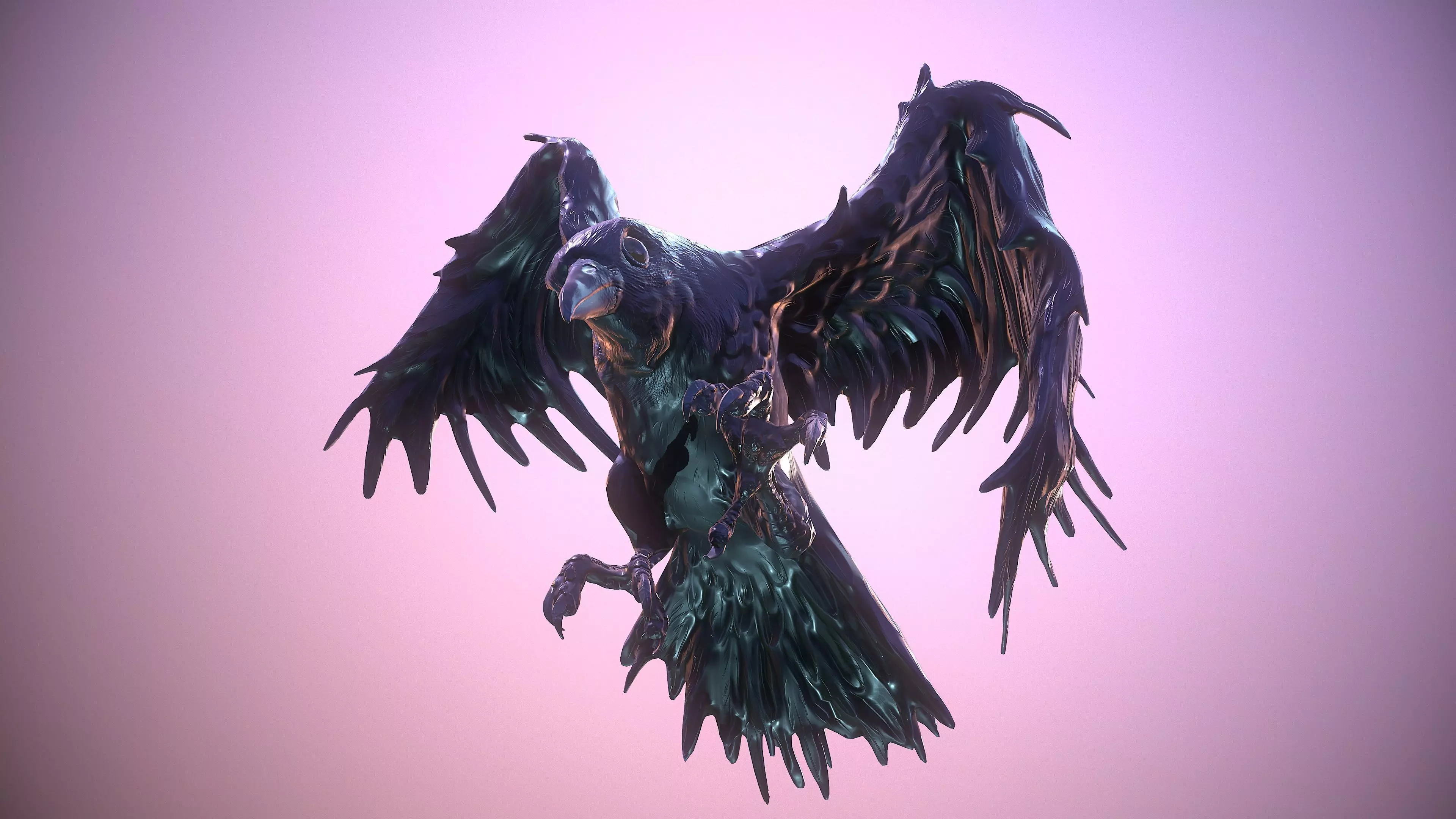 black crow in mystic stile Low-poly 3D model