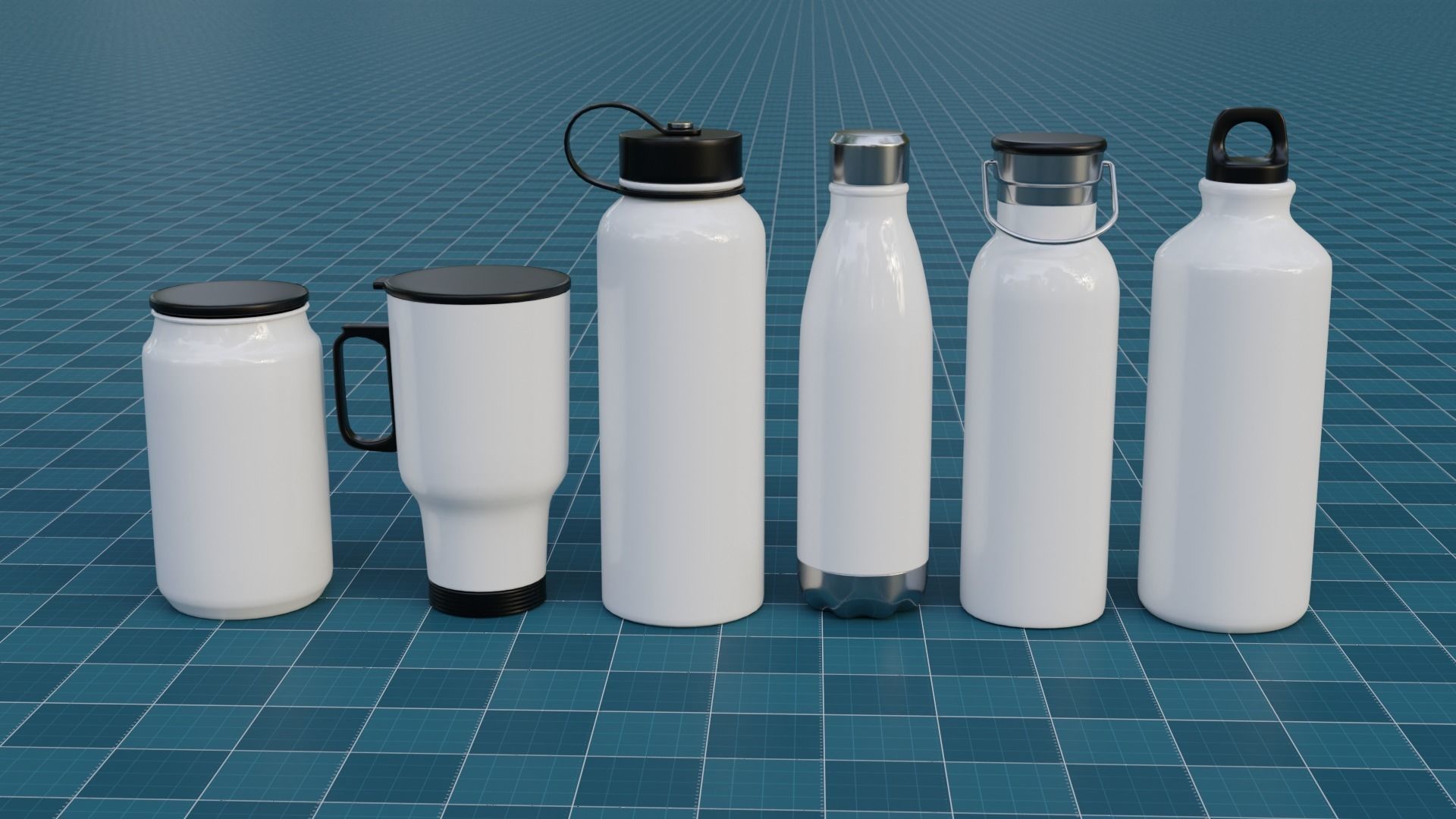 The Set Metallic Bottle Low-poly 3D model_2