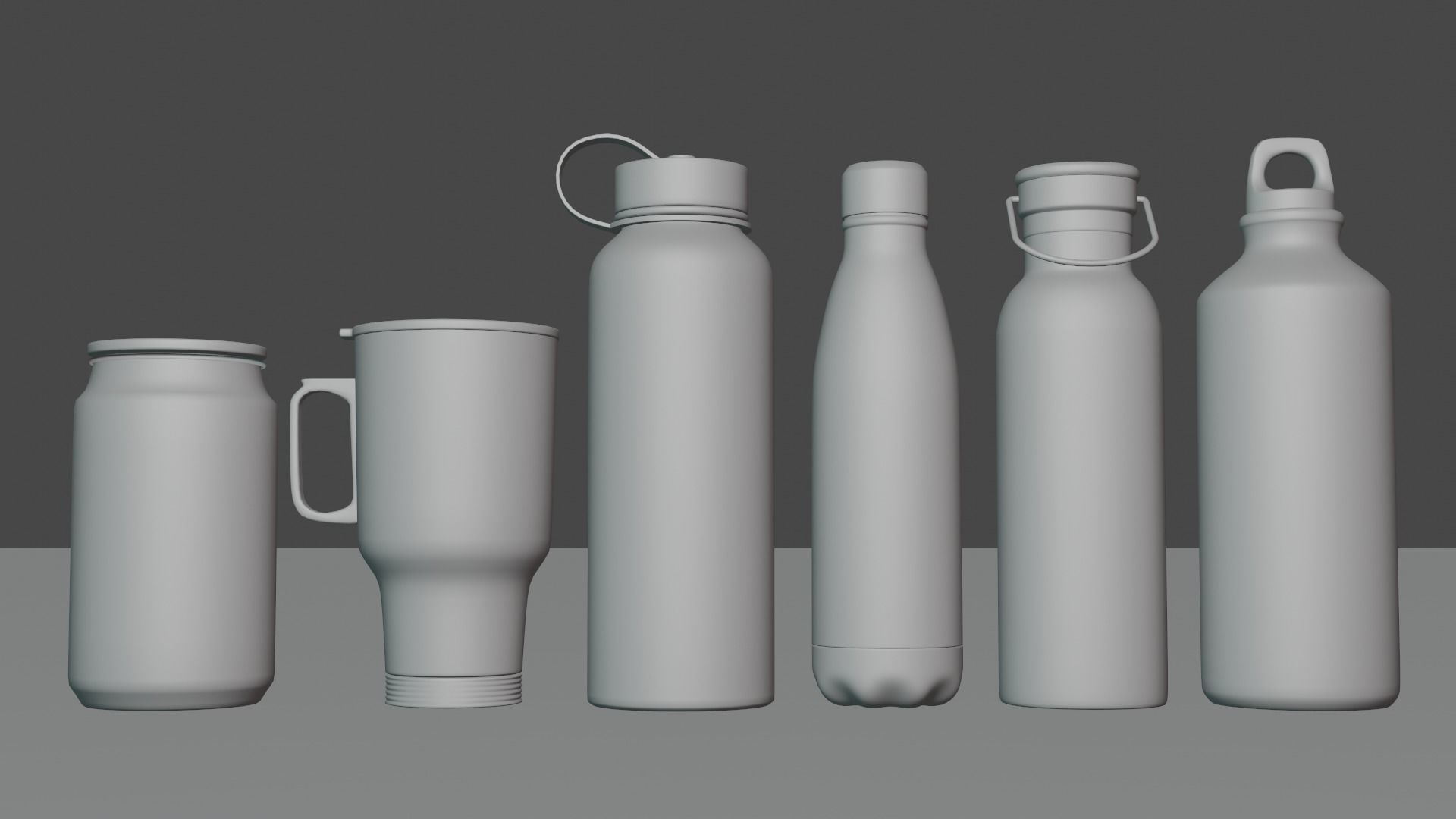The Set Metallic Bottle Low-poly 3D model_12