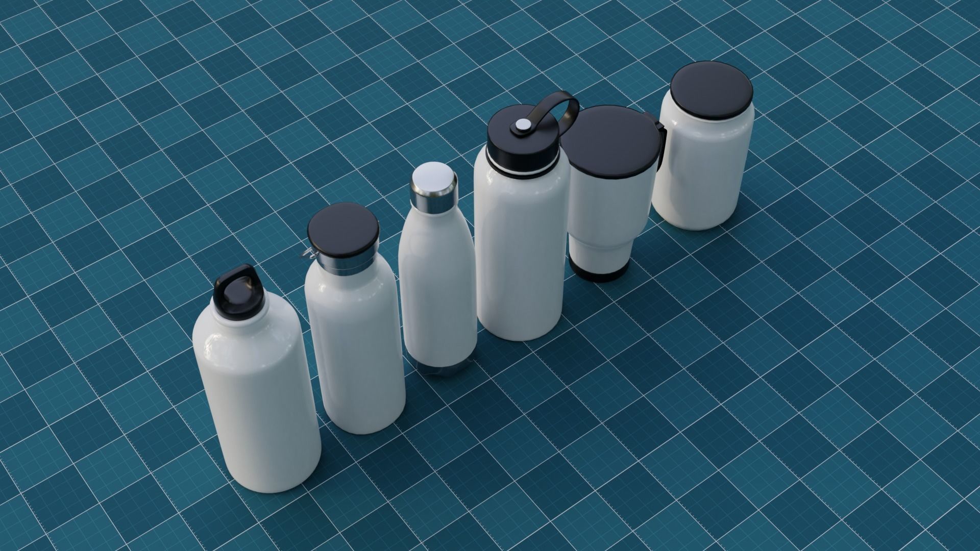 The Set Metallic Bottle Low-poly 3D model_6