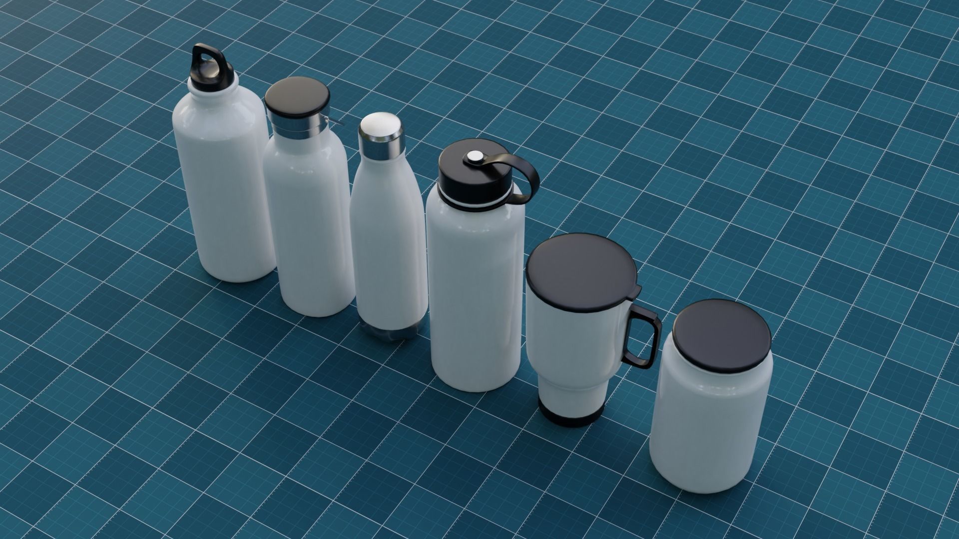 The Set Metallic Bottle Low-poly 3D model_4