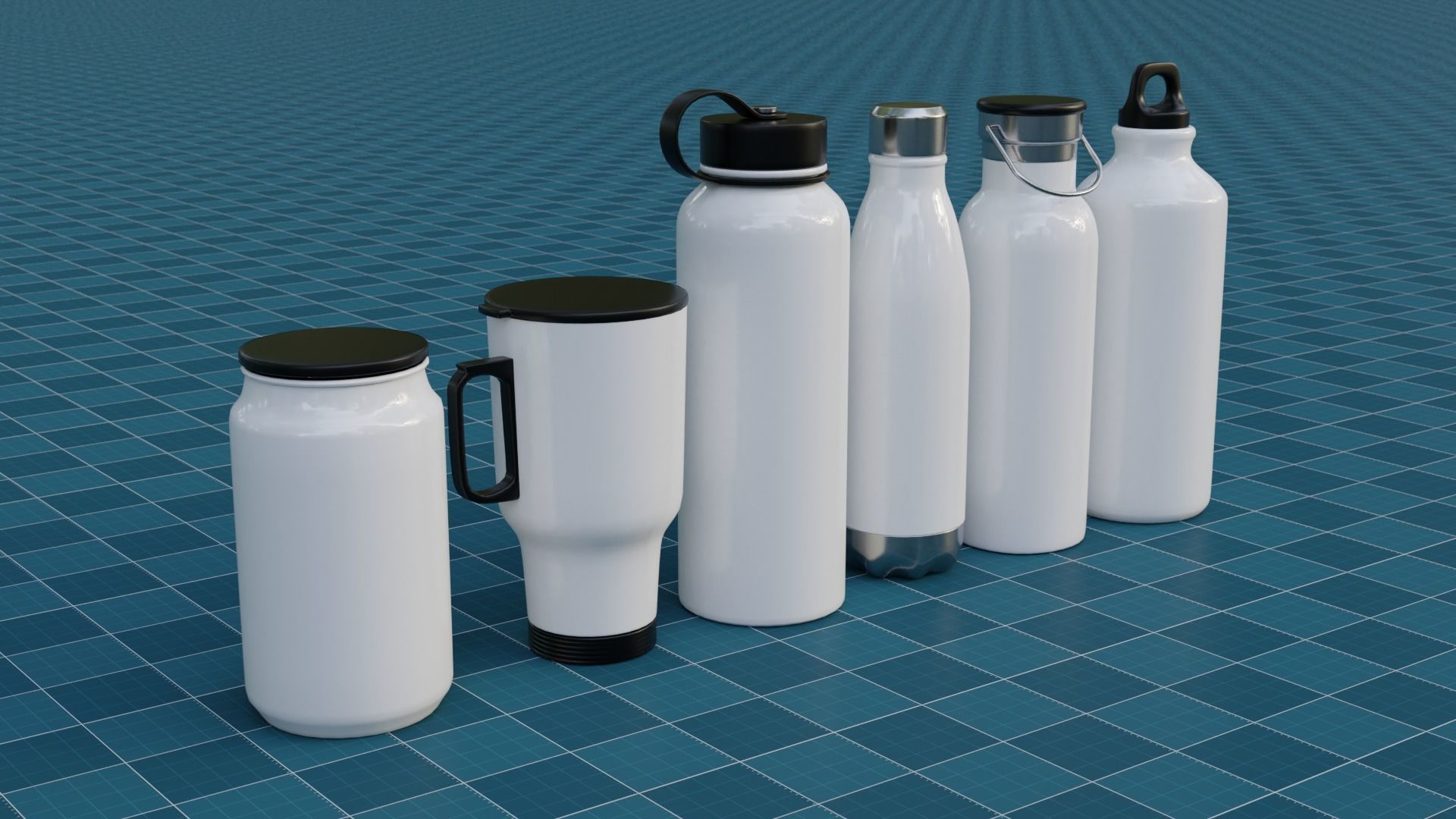 The Set Metallic Bottle Low-poly 3D model_3