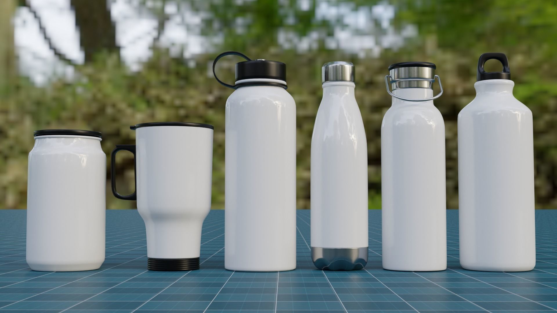 The Set Metallic Bottle Low-poly 3D model_7