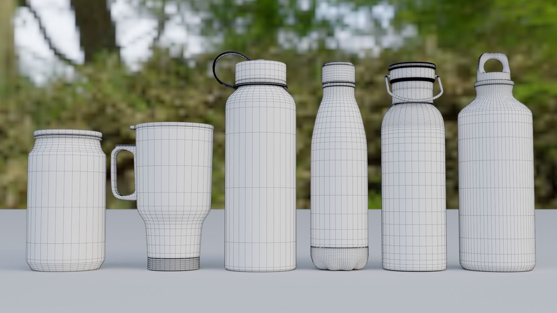 The Set Metallic Bottle Low-poly 3D model_9