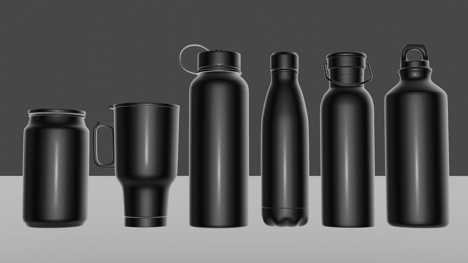 The Set Metallic Bottle Low-poly 3D model_10