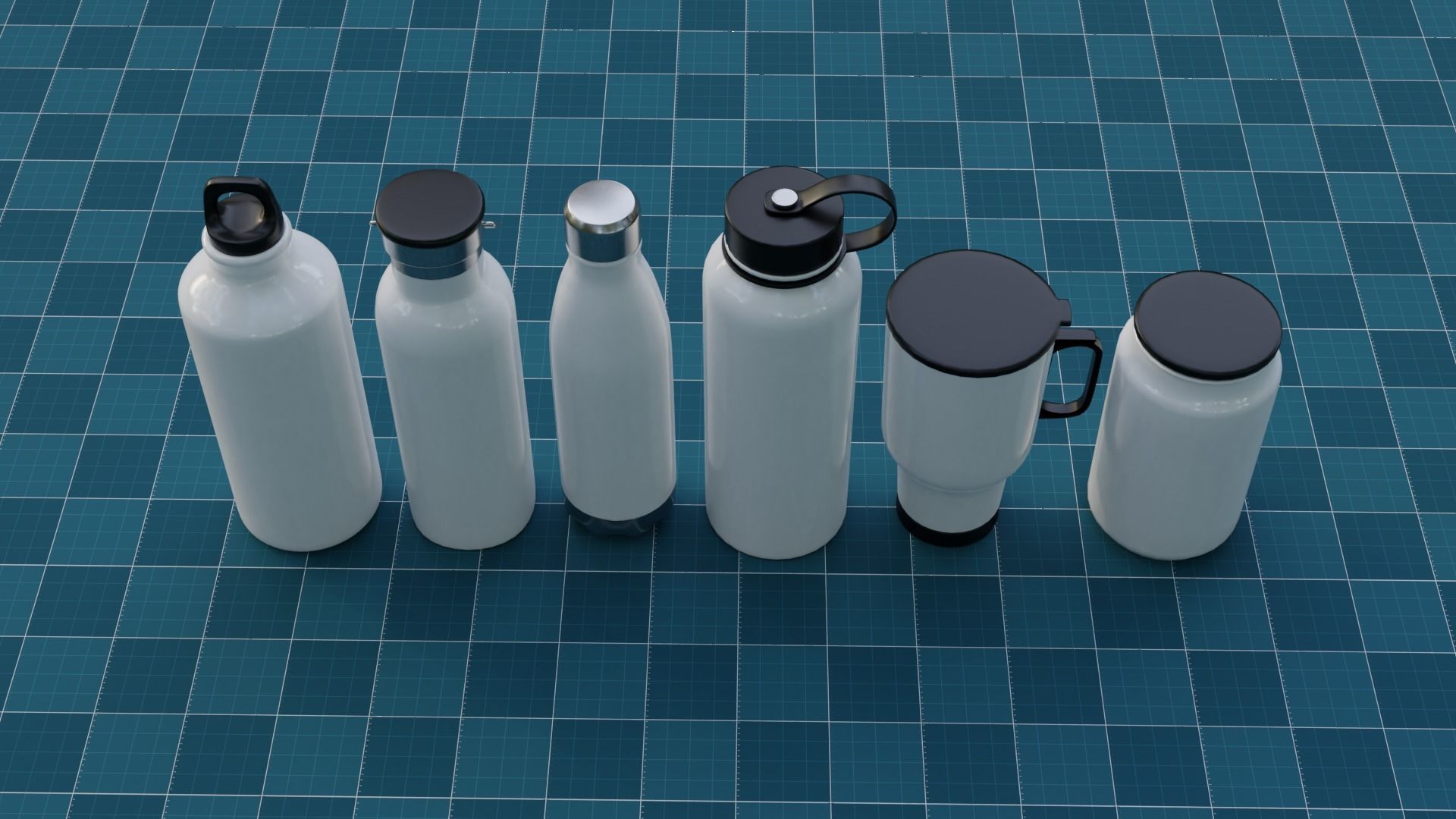 The Set Metallic Bottle Low-poly 3D model_5
