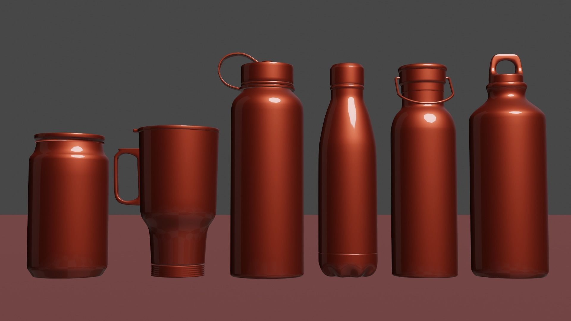 The Set Metallic Bottle Low-poly 3D model_11