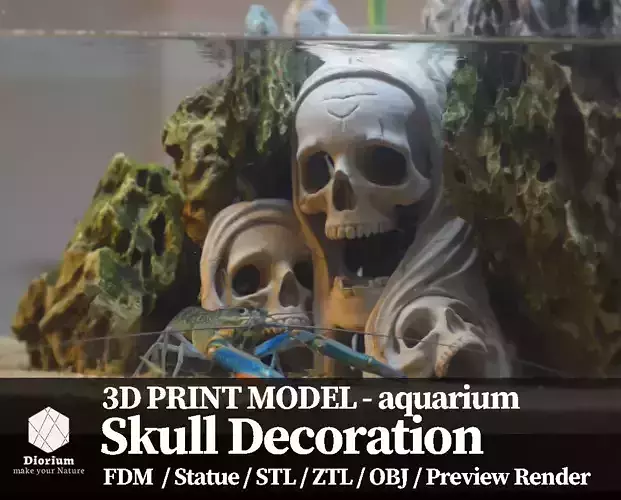 3D Aquarium Skull  decoration