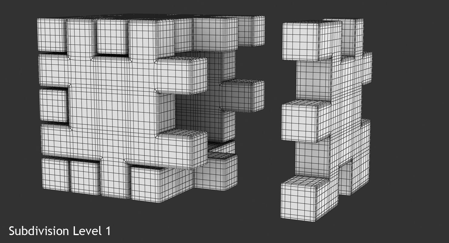 Happy Cube Low-poly 3D model_12