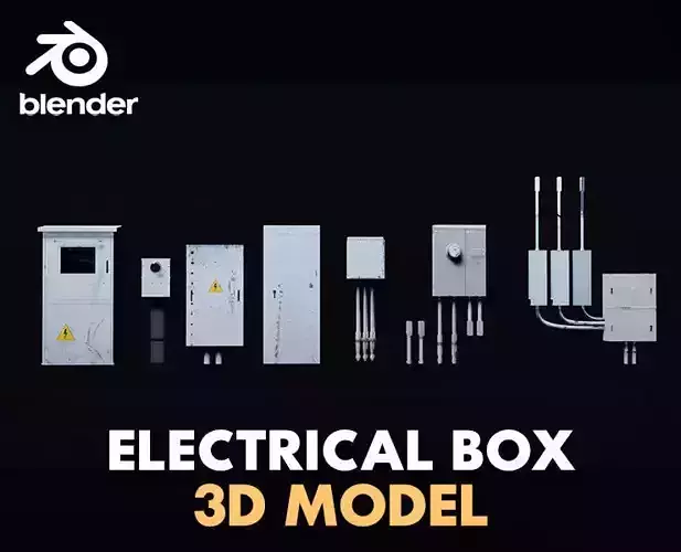 electrical box collection Low-poly 3D model