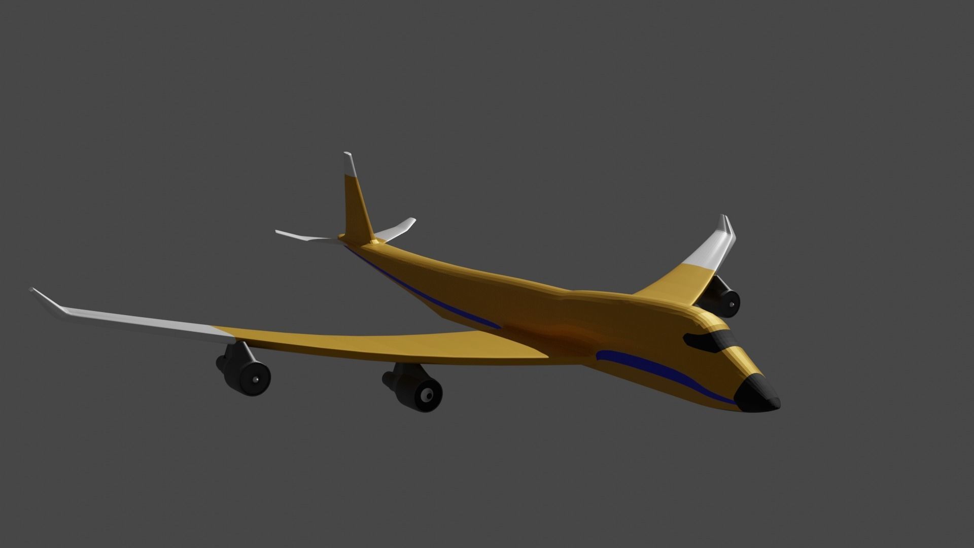 Low Poly Airliner airplane flying Low-poly 3D model_4