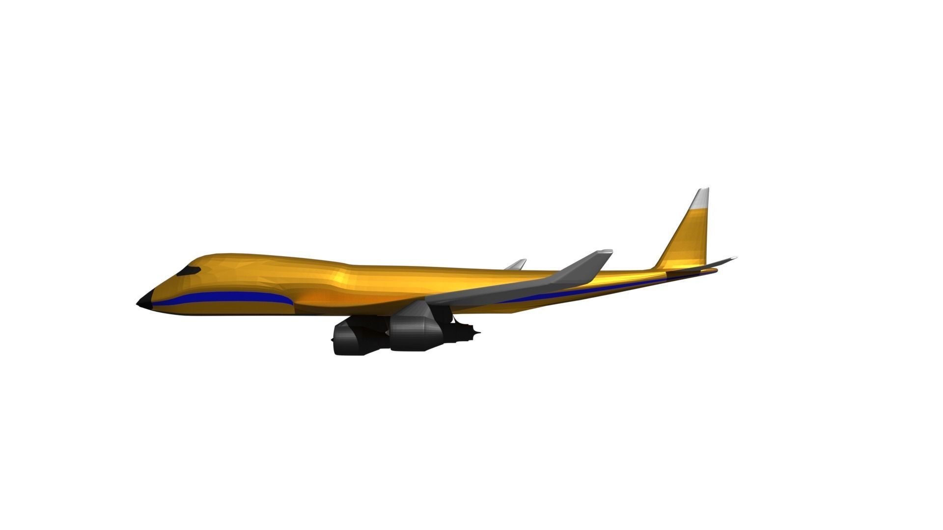 Low Poly Airliner airplane flying Low-poly 3D model_1