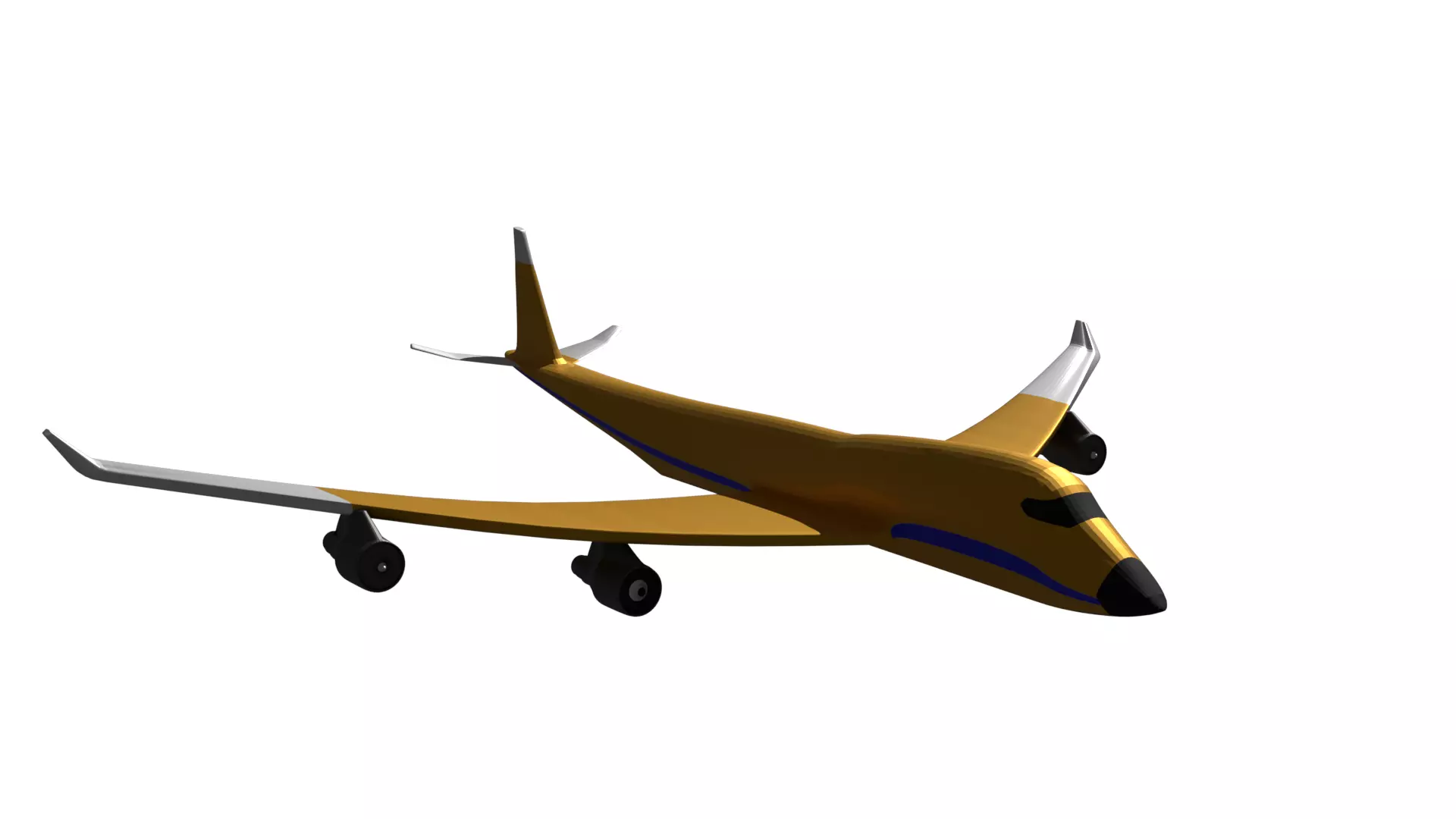 Low Poly Airliner airplane flying Low-poly 3D model_0
