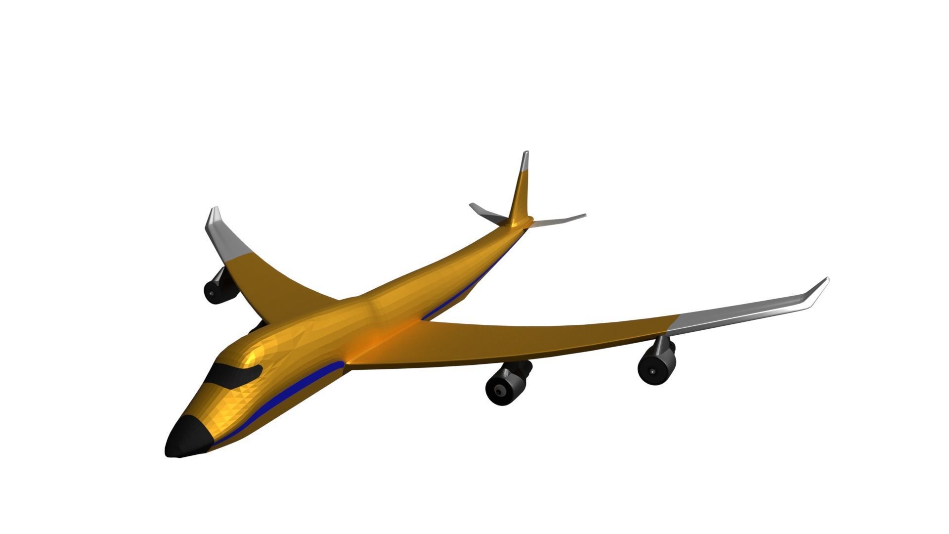 Low Poly Airliner airplane flying Low-poly 3D model_2