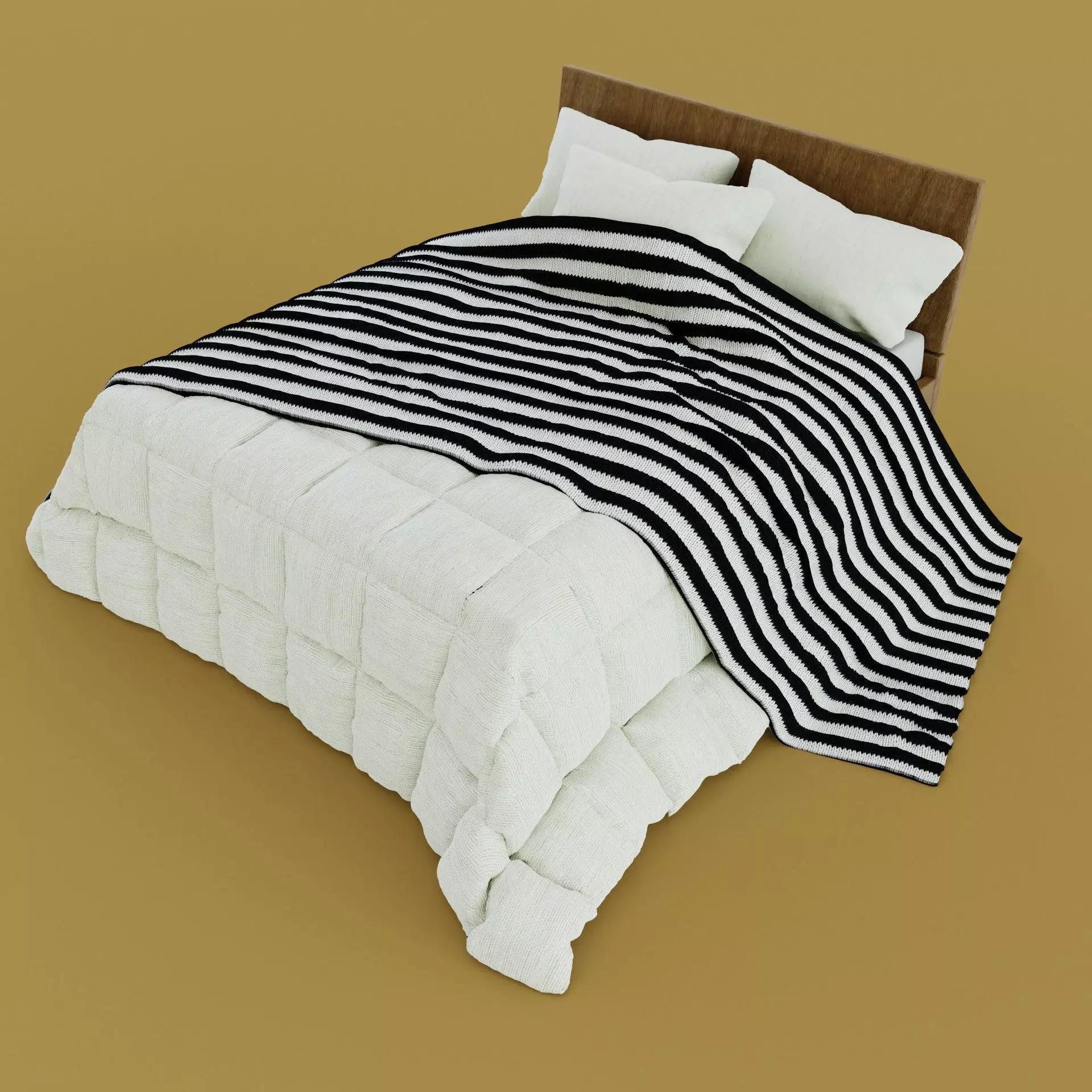 Bed with duvet and pillows 3D model